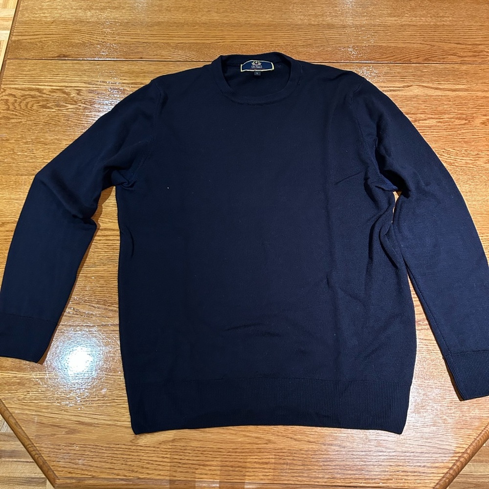 St. Tropez Men's Navy 100% Merino Wool Sweater